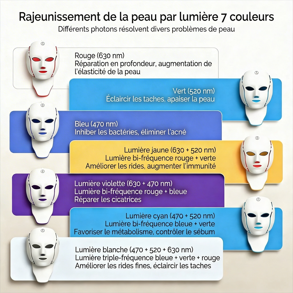 Orven Paris - Helios - Masque LED Visage et Cou Clipsable 7 Couleurs 1000 mAh