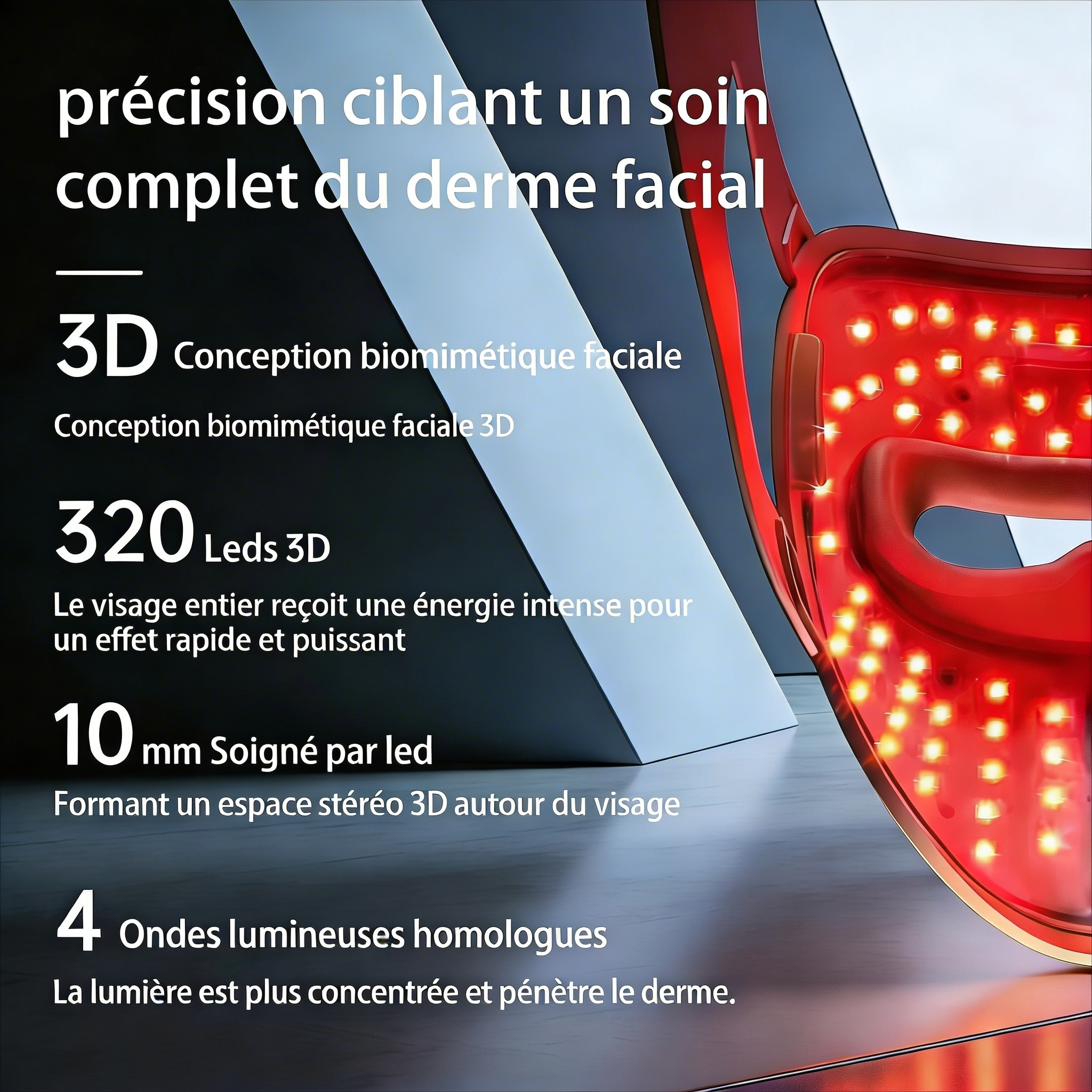 Orven Paris - Phos - Masque LED Visage 4 Couleurs 320 LEDs